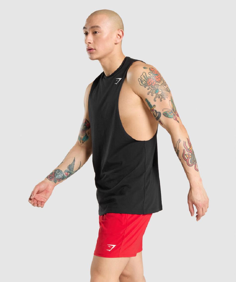 Podkoszulki Męskie Gymshark Critical Drop Arm Czarne | PL 4045WNB